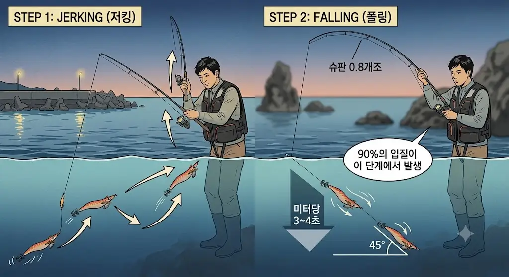 오징어-에깅-낚시-저킹-폴링-방법-가이드