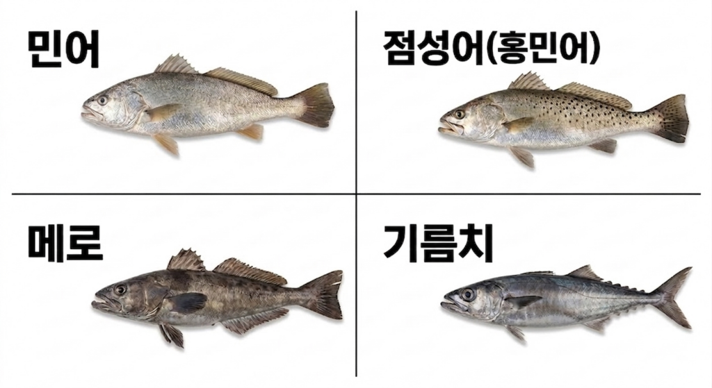 민어 및 유사 어종 구분 이미지