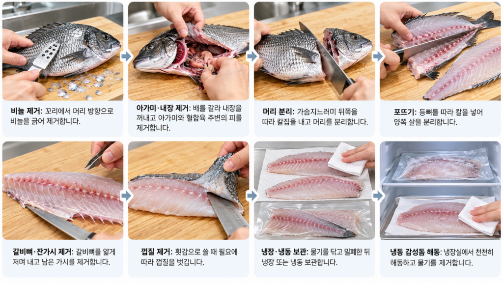 감성돔 손질과 해동 8단계